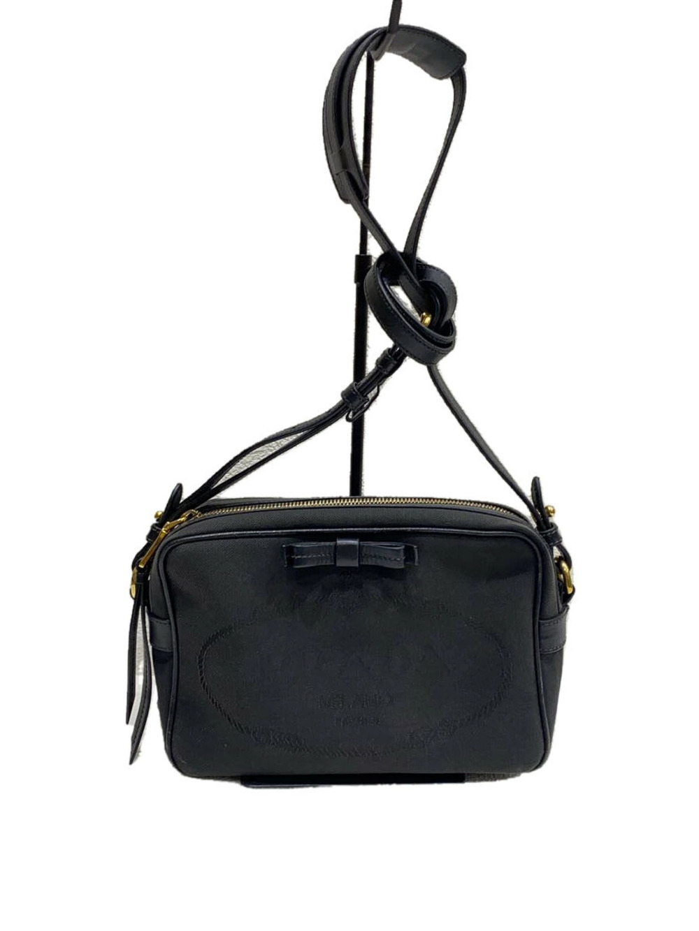 Prada Shoulder Bag Canvas Black Crossbody